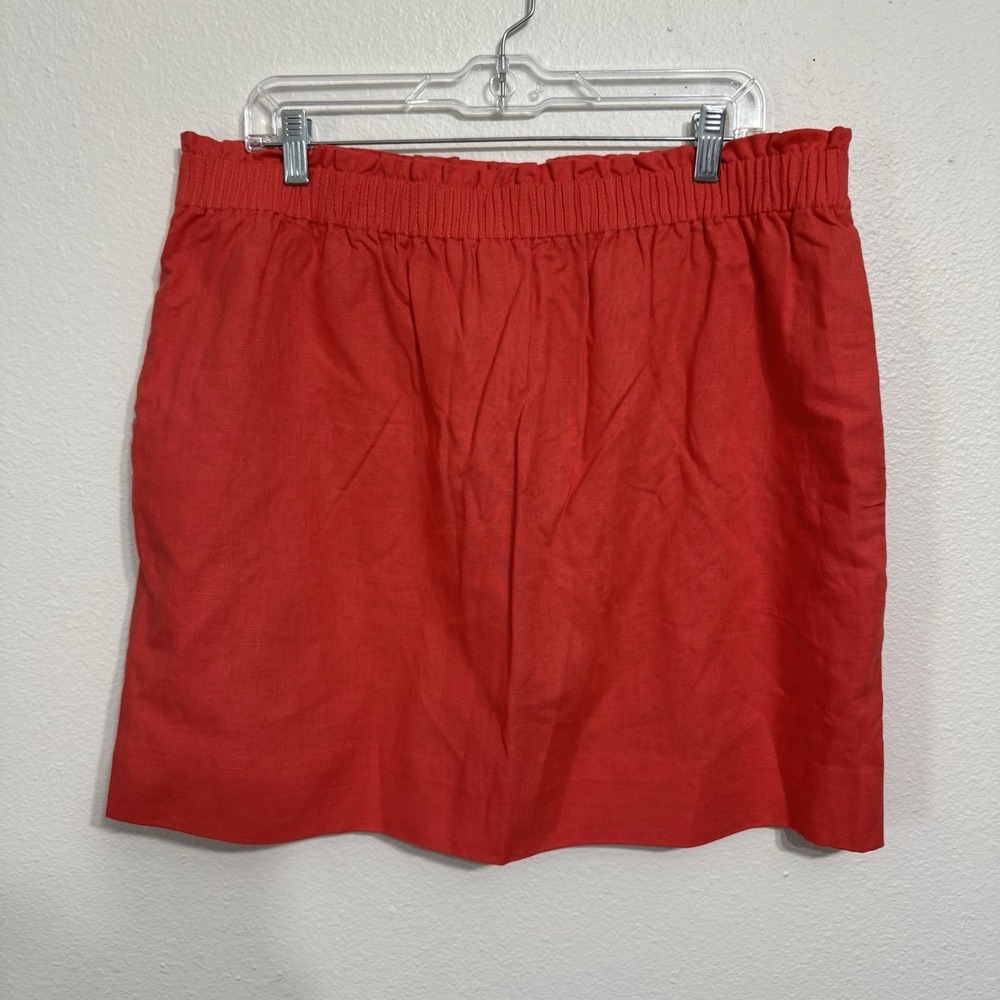 NWT J Crew‎ Bright Bright Pink Linen Cotton Short Skirt Womens Size 16